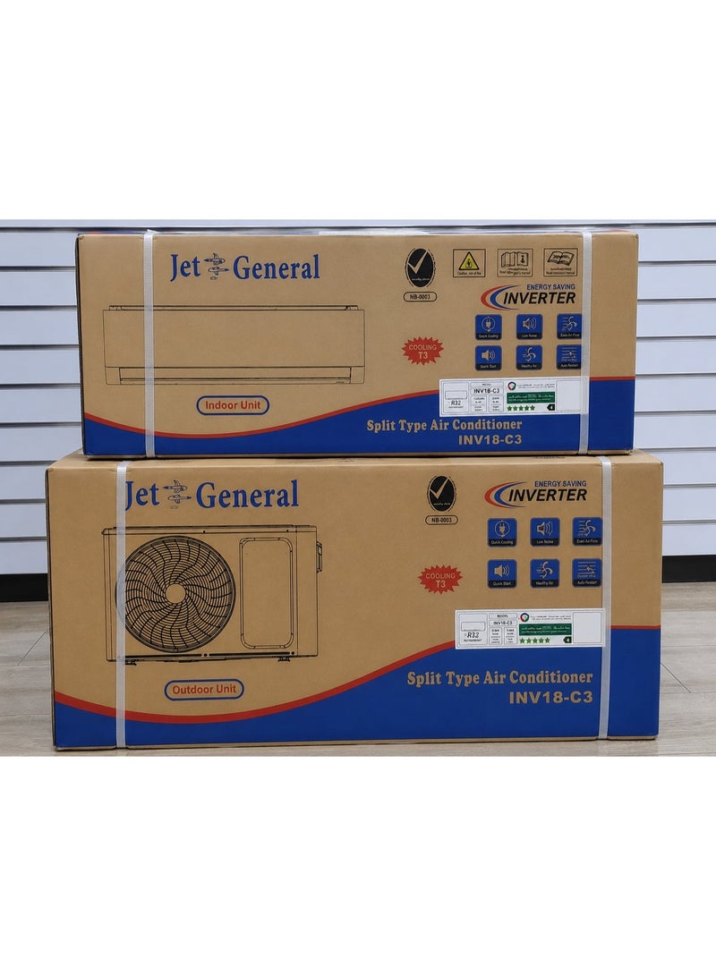 Jet General 1.5 Ton Inverter Split Wall Mounted Air Conditioner 4 Star – Model INV18-C3 - Image 1