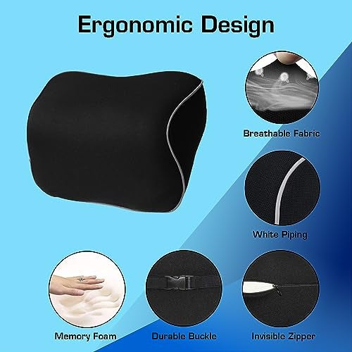 Billebon Car Neck Rest Pillow for Head Rest Memory Foam Neck Support for Car Seat, Office Chair, Car Pillows and Cushions for Head & Neck Support in Travel (Diamond Car Pillow (Set of 1) - Image 2