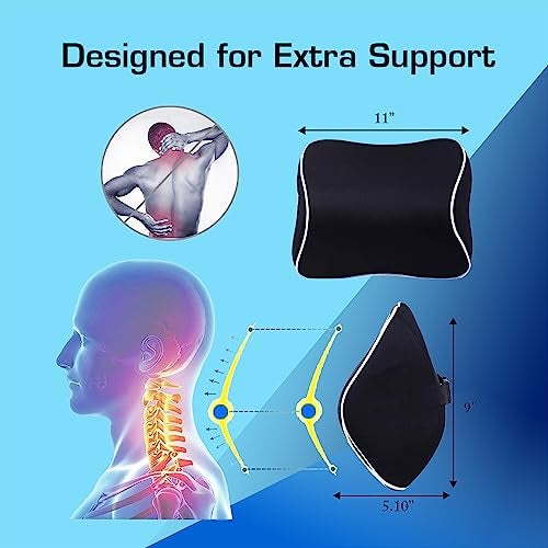 Billebon Car Neck Rest Pillow for Head Rest Memory Foam Neck Support for Car Seat, Office Chair, Car Pillows and Cushions for Head & Neck Support in Travel (Diamond Car Pillow (Set of 1) - Image 5