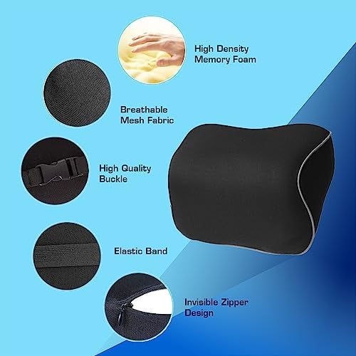 Billebon Car Neck Rest Pillow for Head Rest Memory Foam Neck Support for Car Seat, Office Chair, Car Pillows and Cushions for Head & Neck Support in Travel (Diamond Car Pillow (Set of 1) - Image 3