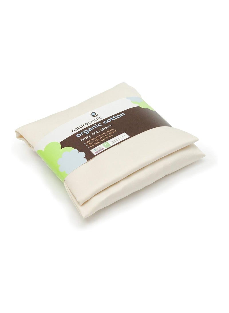 Naturepedic Organic Cotton Crib Fitted Sheet, Ivory, 28" X 52" - Image 3