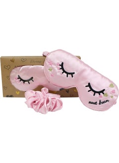 VIA K STUDIO Dream Sleep Mask - Women's Eye Pillow for Stress Relief, Premium Relaxation, Insomnia Alleviation, Total Light Blocking Sleep Mask, Includes Hair Scrunchies (Pink) 