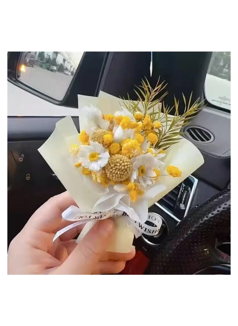 SYOSI - 2 Pcs Dried Flower Bouquet Air Vent Clips Small Mini Automotive Freshener Diffuser Gifts for Woman Girls Vehicle Interior Decorations Universal Truck SUV Dashboard Yellow - Image 1