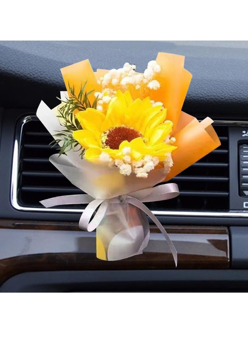 SYOSI - 2 Pcs Dried Flower Bouquet Air Vent Clips Small Mini Automotive Freshener Diffuser Gifts for Woman Girls Vehicle Interior Decorations Universal Truck SUV Dashboard Yellow - Image 1