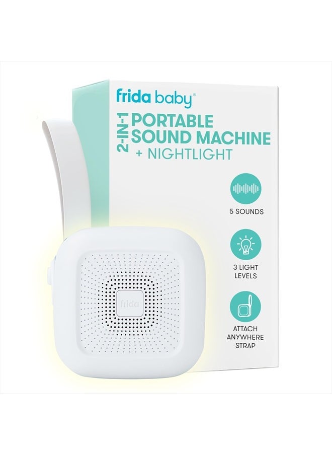 Frida جهاز صوت محمول 2 في 1 للطفل + ضوء ليلي | جهاز صوت ضوضاء بيضاء للطفل مع 5 أصوات مهدئة و3 أوضاع ضوء ليلي | جهاز صوت للسفر يتم توصيله بعربات الأطفال ومقاعد السيارة  - Image 1
