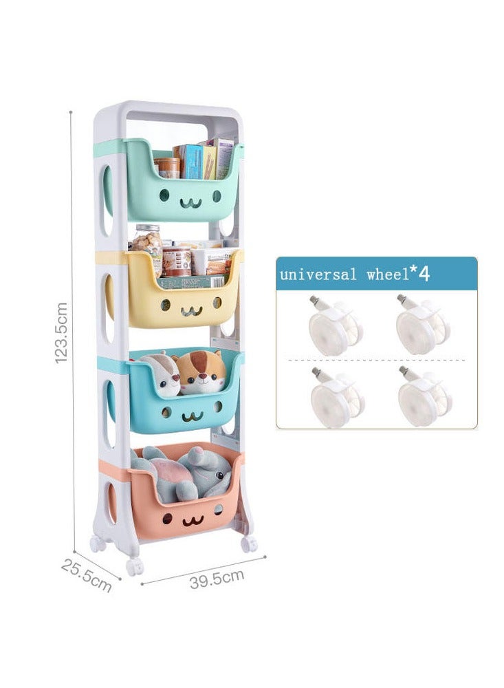 XiuWoo Kids Toy Storage Organizer Children's Toy Storage Rack Household Living Room Playroom Decor with Caster Wheels(4 Layer) - Image 2