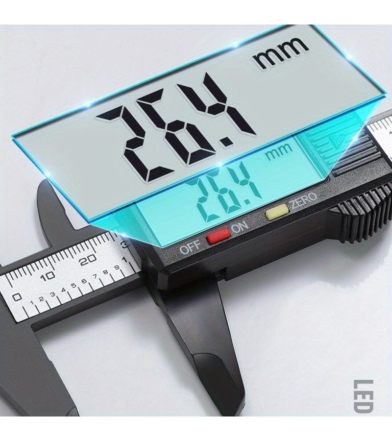 Digital Caliper With LCD Screen Triangular Scale Ruler Electronic Micrometer Measuring Tool High Precision Carbon Fiber Plastic Construction Black Compact Design Lightweight Sturdy Build For Woodworking Engineering And DIY Enthusiasts - Image 2