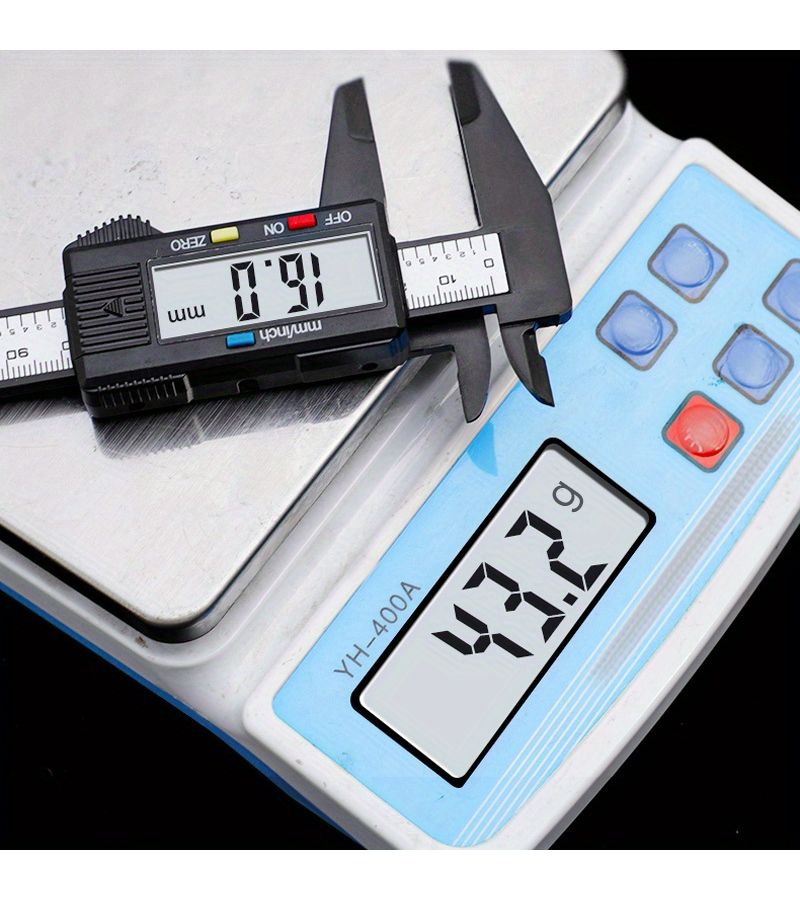 Digital Caliper With LCD Screen Triangular Scale Ruler Electronic Micrometer Measuring Tool High Precision Carbon Fiber Plastic Construction Black Compact Design Lightweight Sturdy Build For Woodworking Engineering And DIY Enthusiasts - Image 4