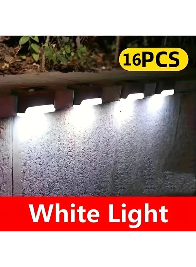 16 قطعة أضضاء شرفة تعمل بالطاقة الشمسية باللون الأسود لديكور الحدائق والفناءات الخارجية - Image 1