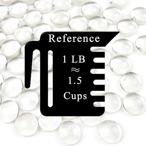 FANTIAN فانتيان 1 رطل من كرات الزجاج الشفافة للأواني، 100 قطعة من الحصى الزجاجية، كرات زجاجية مسطحة شفافة لملء الأواني، الزهور، الشموع، الحرف اليدوية، مركز الزهور وزينة الزفاف - Image 4