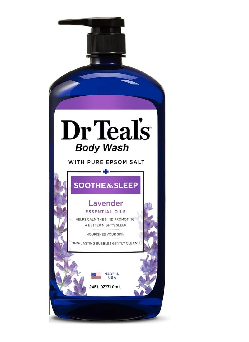 Dr Teal's Foaming Bath Epsom Salt Body Wash With Lavender 710ml  - Image 1