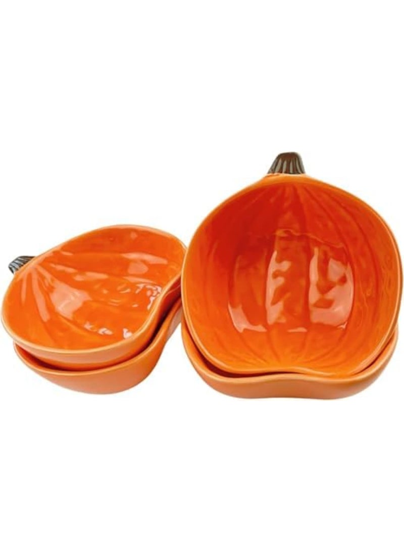 SYOSI Ceramic Ramekins 6 Ounces Oven Safe, Set of 6 Small Pumpkin-Shaped Bowls for Baking Creme Brulee, Souffle, Pudding, Serving Dip, Sauce, Condiments, and Snacks (Orange) - Image 1