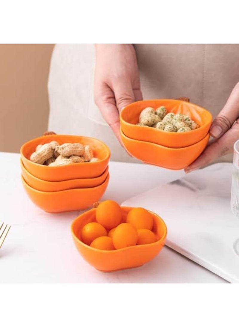 SYOSI Ceramic Ramekins 6 Ounces Oven Safe, Set of 6 Small Pumpkin-Shaped Bowls for Baking Creme Brulee, Souffle, Pudding, Serving Dip, Sauce, Condiments, and Snacks (Orange) - Image 5