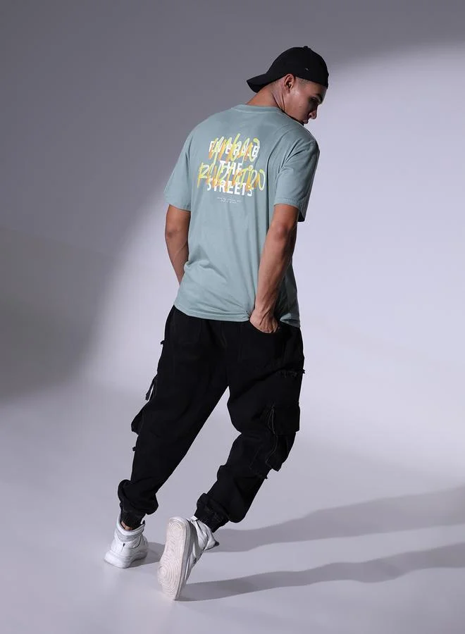 Hubberholme Men's Regular Fit Green Cotton T-Shirt with Trendy Color and Lightweight Fabric