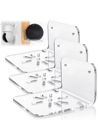 Set of 3 Acrylic Small Wall Shelf for Security Cameras, Small Floating Shelf for Speakers, Baby Monitors, Universal Adhesive Wall Mount Shelf Easy to Install No Drill, with Cable Clips (Clear) - pzsku/ZA1E2BF7EFACC4D41EBFCZ/45/_/1728717464/20f2f931-0474-45c4-a0cd-c2e32c9a9f05