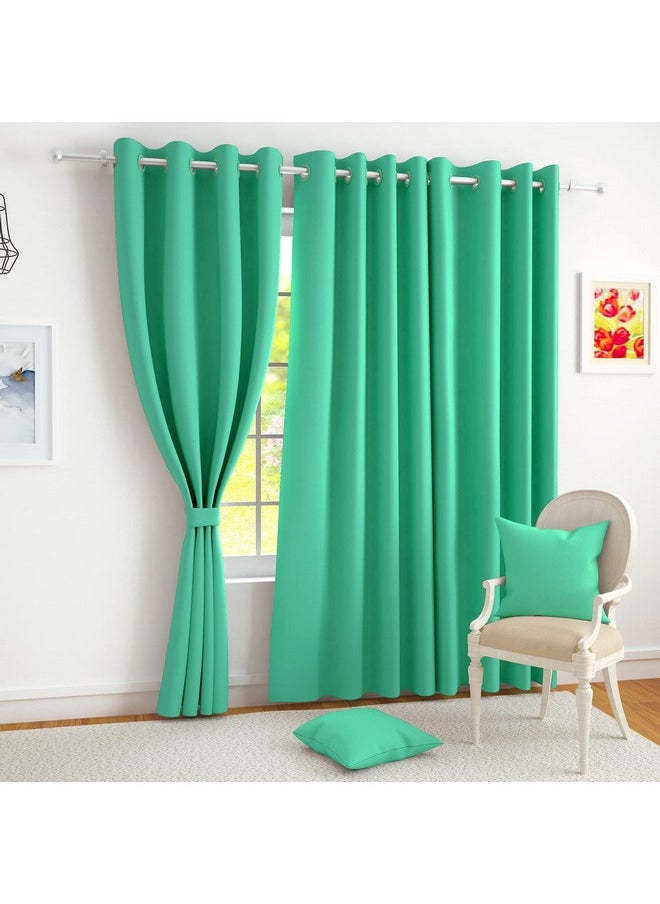 Story@Home Story@Home Blackout Long Door Curtains 9 Feet Set of 4 | Plain Design Long Door Curtain | Thermal Insulated Curtains | Room Darkening Curtains | Curtains for Living Room | (116 x 275 cm, Teal)  - Image 1