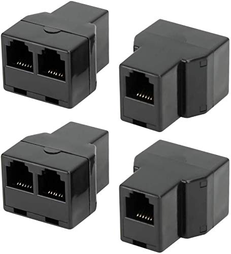 Uvital RJ12 6P6C 1 Female to 2 Female Telephone Line Splitters, Telephone Landline Cable Connector and Separator(Black,4 Pack) - Image 1