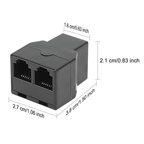 Uvital RJ12 6P6C 1 Female to 2 Female Telephone Line Splitters, Telephone Landline Cable Connector and Separator(Black,4 Pack) - Image 2