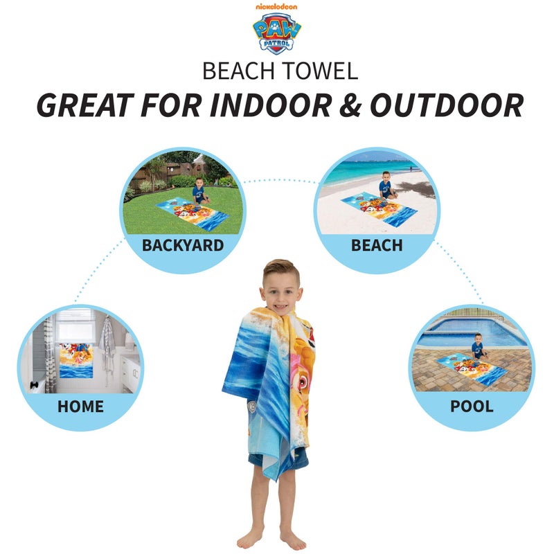 Franco Kids Super Soft Cotton Bath/Pool/Beach Towel, 58 in x 28 in, Paw Patrol - Image 2