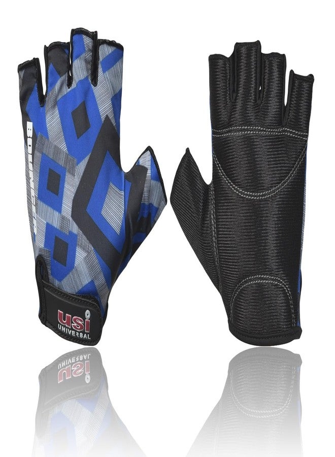 USI UNIVERSAL Gym Gloves, 733BR Bouncer Fitness Gym Gloves for Men Women, Workout Weightlifting Gloves, Microfiber, Padded Palm, Digital Printed Back Palm (S, Blue) - Image 1