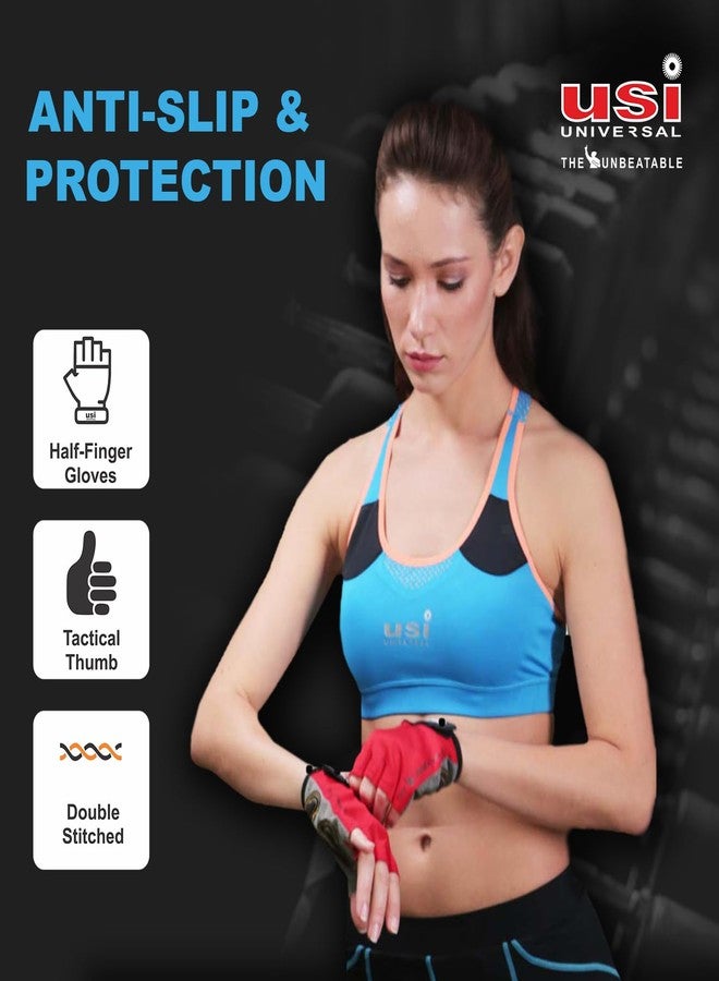 USI UNIVERSAL Gym Gloves, 733BR Bouncer Fitness Gym Gloves for Men Women, Workout Weightlifting Gloves, Microfiber, Padded Palm, Digital Printed Back Palm (S, Blue) - Image 4