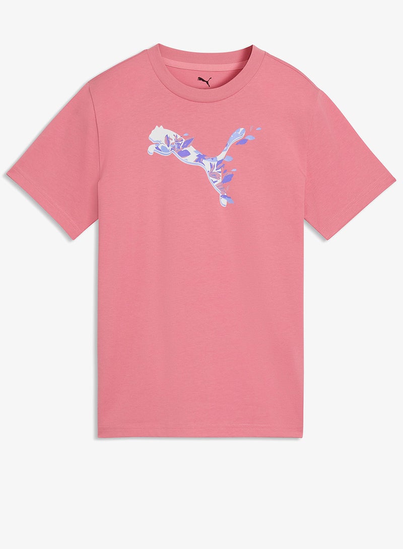 PUMA Youth Graphic Floral Cat T-Shirt - Image 1