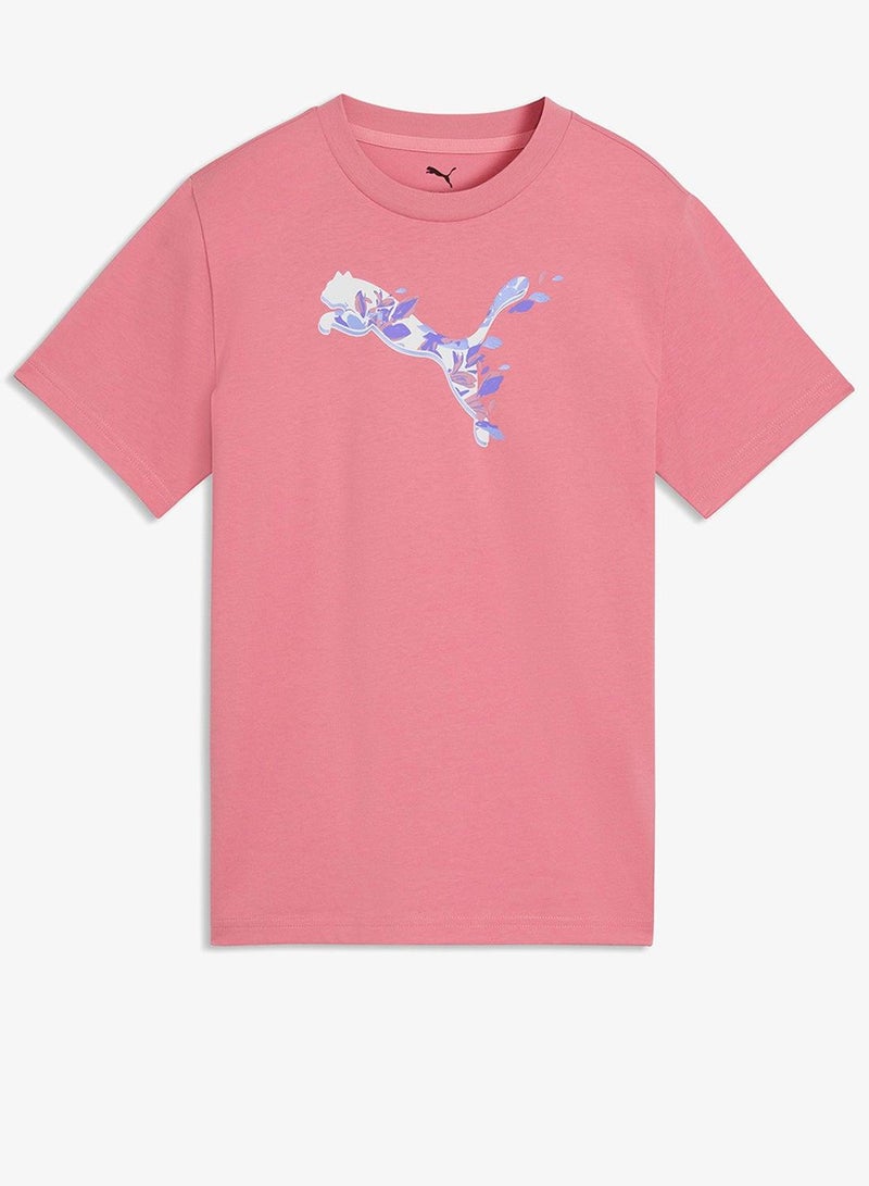 PUMA Youth Graphic Floral Cat T-Shirt - Image 1