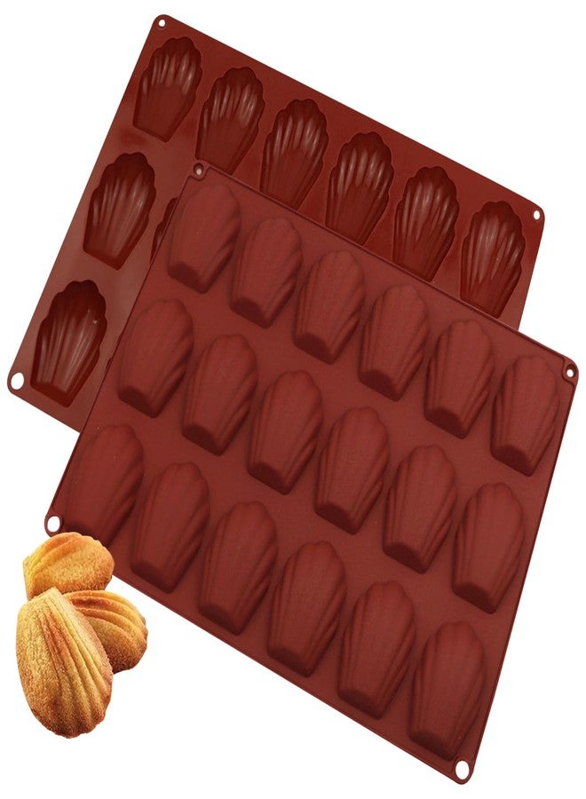 Vrthske 2 PCS 18-Cavity Silicone Madeleine Pans, Non Stick Madeleine Baking Molds for Cake Chocolate Candy Bread Cookie, 12.8 x 9.65 x 0.55 Inches - Image 1