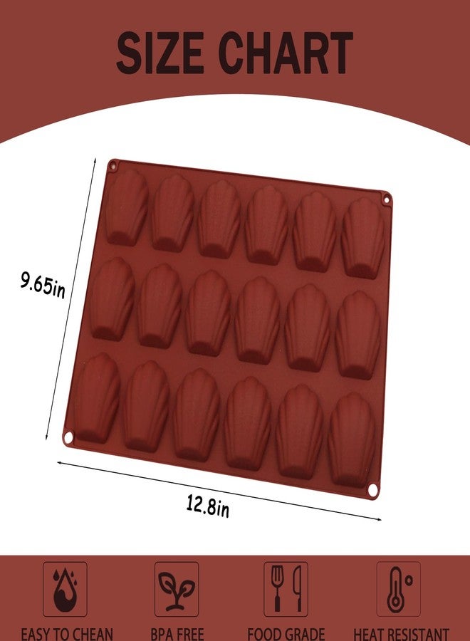 Vrthske 2 PCS 18-Cavity Silicone Madeleine Pans, Non Stick Madeleine Baking Molds for Cake Chocolate Candy Bread Cookie, 12.8 x 9.65 x 0.55 Inches - Image 2