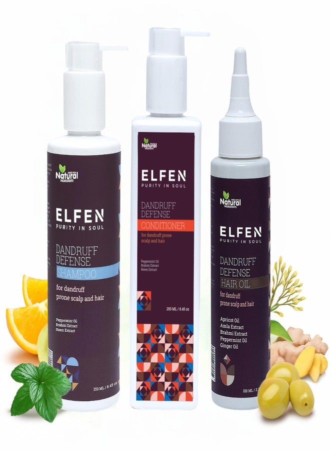 إلفن مجموعة إلفن الأساسية الثلاثية لمكافحة قشرة الرأس، تتضمن زيتًا وشامبو وبلسمًا | تعزز نمو الشعر | شعر صحي وقوي - Image 1