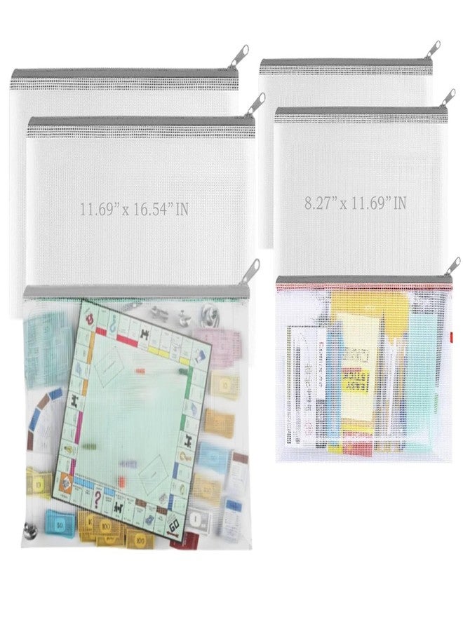 Lify Zipper Pouch, Extra Large Zipper Bags, Waterproof Zipper Pouches for Office Supplies, Puzzles, Board Game Storage & Cross Stitch Projects- 6 Piece Pack (Light Grey A3&A4 (3+3)-6Pouch) - Image 1