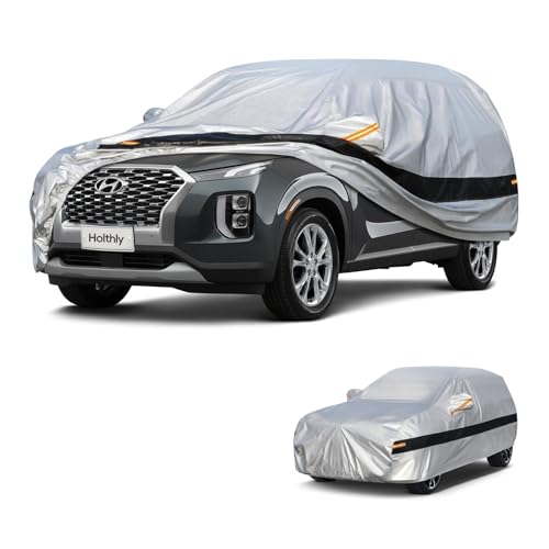 Holthly 10 Layers SUV Car Cover Custom Fit for Hyundai Palisade (2019-2024) Waterproof All Weather for Automobiles, Outdoor Full Cover Rain Sun UV Protection.Silver - Image 1