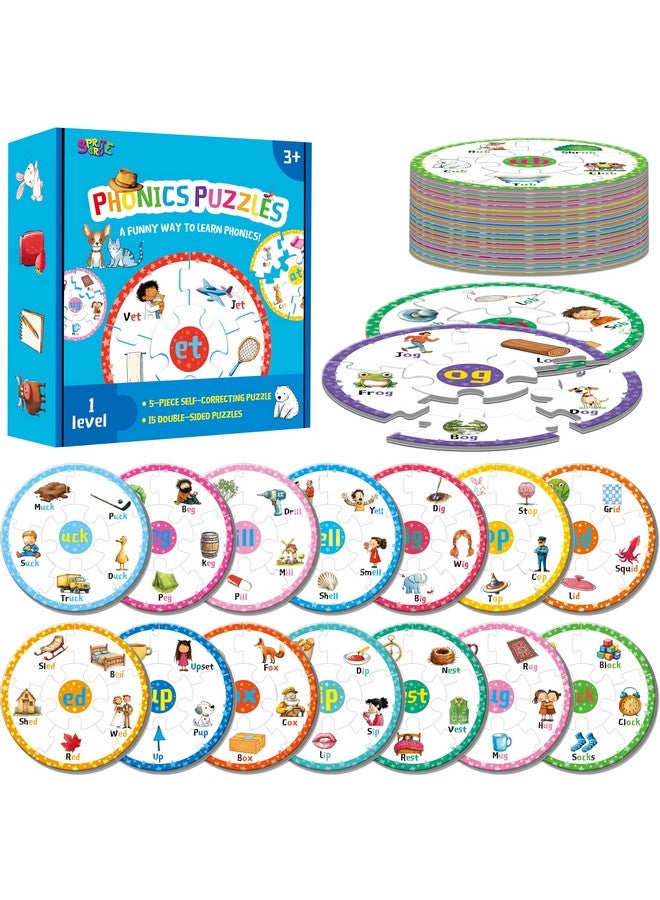 SpriteGru Phonics Puzzles, Short Vowel Sound Blends-30 Phonics & 150 Sight Words, Phonetic Rhyming Game Learn to Read Spell First Word Early Educational Tool for Toddlers, Preschool, Kindergarten, Homeschooling - Image 1