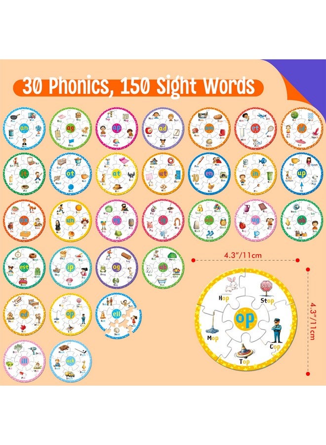 SpriteGru Phonics Puzzles, Short Vowel Sound Blends-30 Phonics & 150 Sight Words, Phonetic Rhyming Game Learn to Read Spell First Word Early Educational Tool for Toddlers, Preschool, Kindergarten, Homeschooling - Image 2