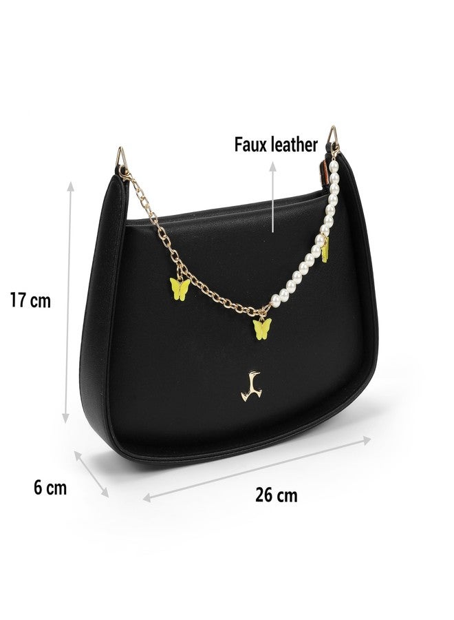 Mochi Women Black Casual PU Soft Body Zipper closure Solid Sling Bag (66-769) - Image 3