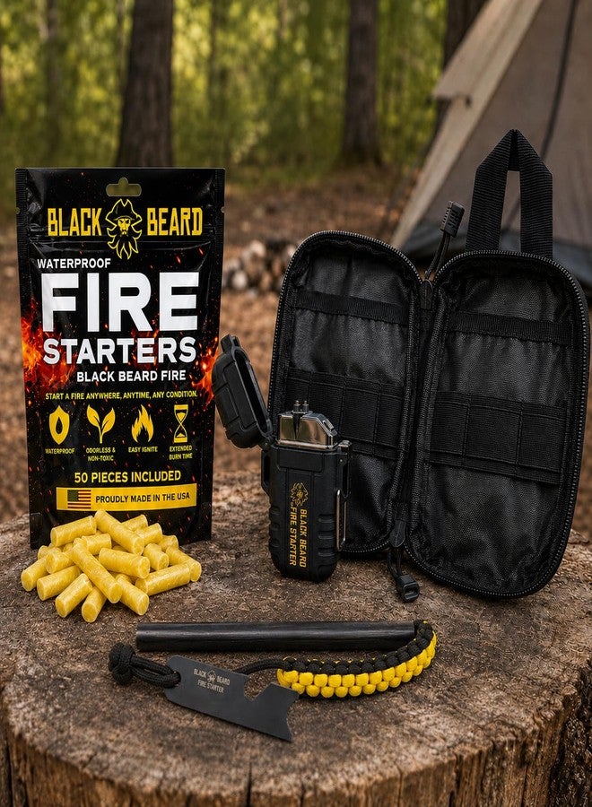 Black Beard Fire Starter Black Beard Fire Plug Kit - 50 Waterproof Fire Plugs, Arc Lighter, Ferro Rod and Organizer Case for Camping, Backpacking and Emergency Survival - Image 2