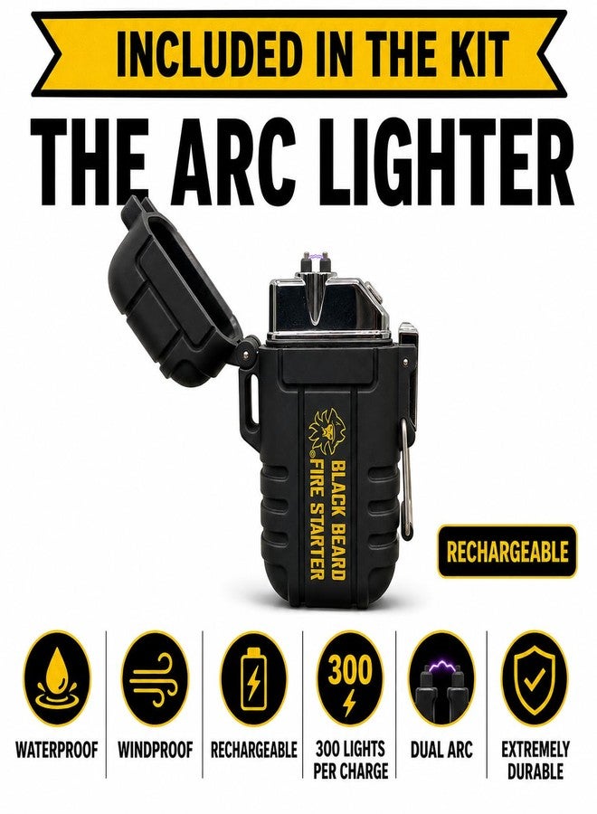 Black Beard Fire Starter Black Beard Fire Plug Kit - 50 Waterproof Fire Plugs, Arc Lighter, Ferro Rod and Organizer Case for Camping, Backpacking and Emergency Survival - Image 5
