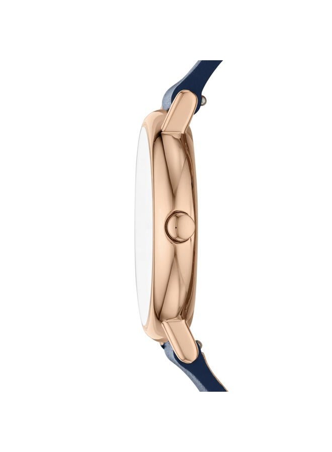 Skagen Women's Signatur Quartz Analog Stainless Steel and Leather Watch, Color: Blue/Rose Gold (Model: SKW2838), Rose Gold/Blue/White, One Size, Signatur Lille - Image 3