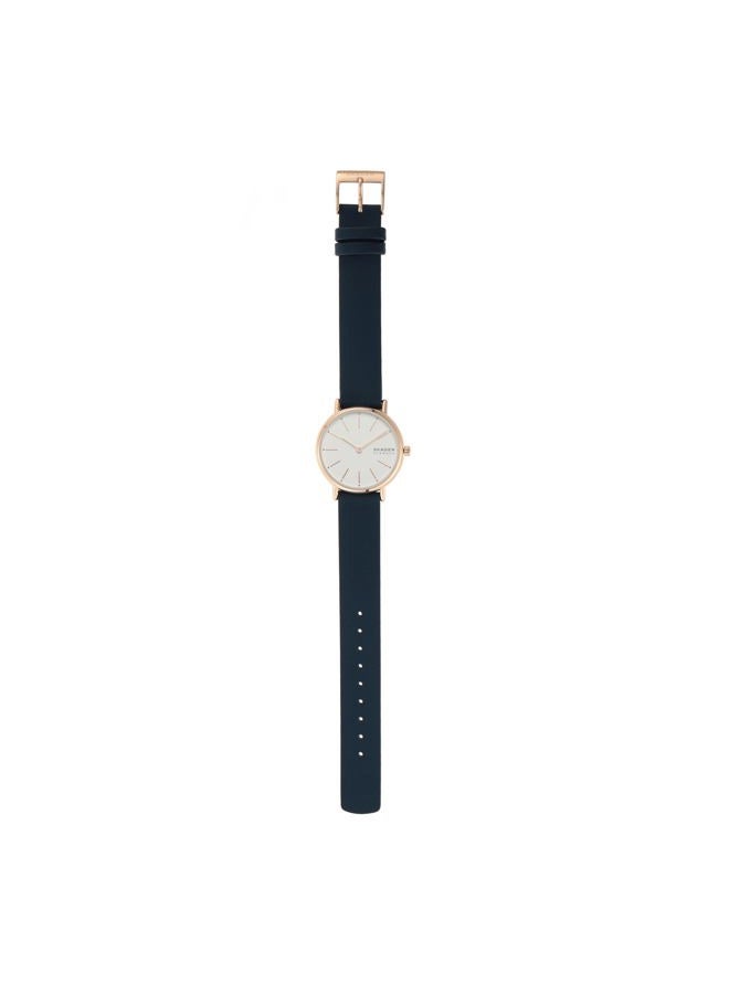 Skagen Women's Signatur Quartz Analog Stainless Steel and Leather Watch, Color: Blue/Rose Gold (Model: SKW2838), Rose Gold/Blue/White, One Size, Signatur Lille - Image 4