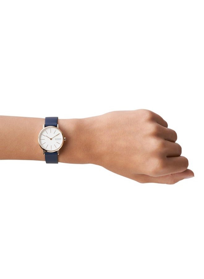 Skagen Women's Signatur Quartz Analog Stainless Steel and Leather Watch, Color: Blue/Rose Gold (Model: SKW2838), Rose Gold/Blue/White, One Size, Signatur Lille - Image 5
