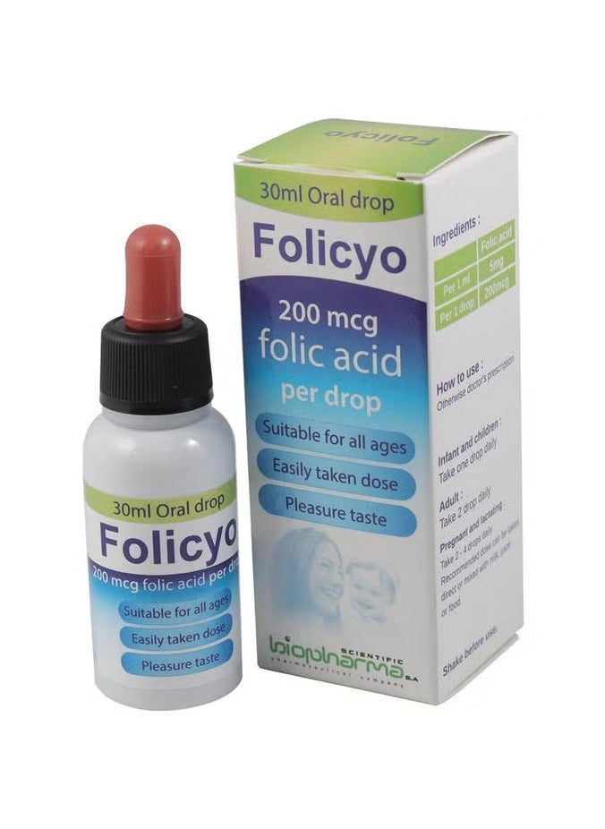 Biopharma Scientific Folicyo 200mcg Folic Acid Oral Drop 30ML  - Image 3