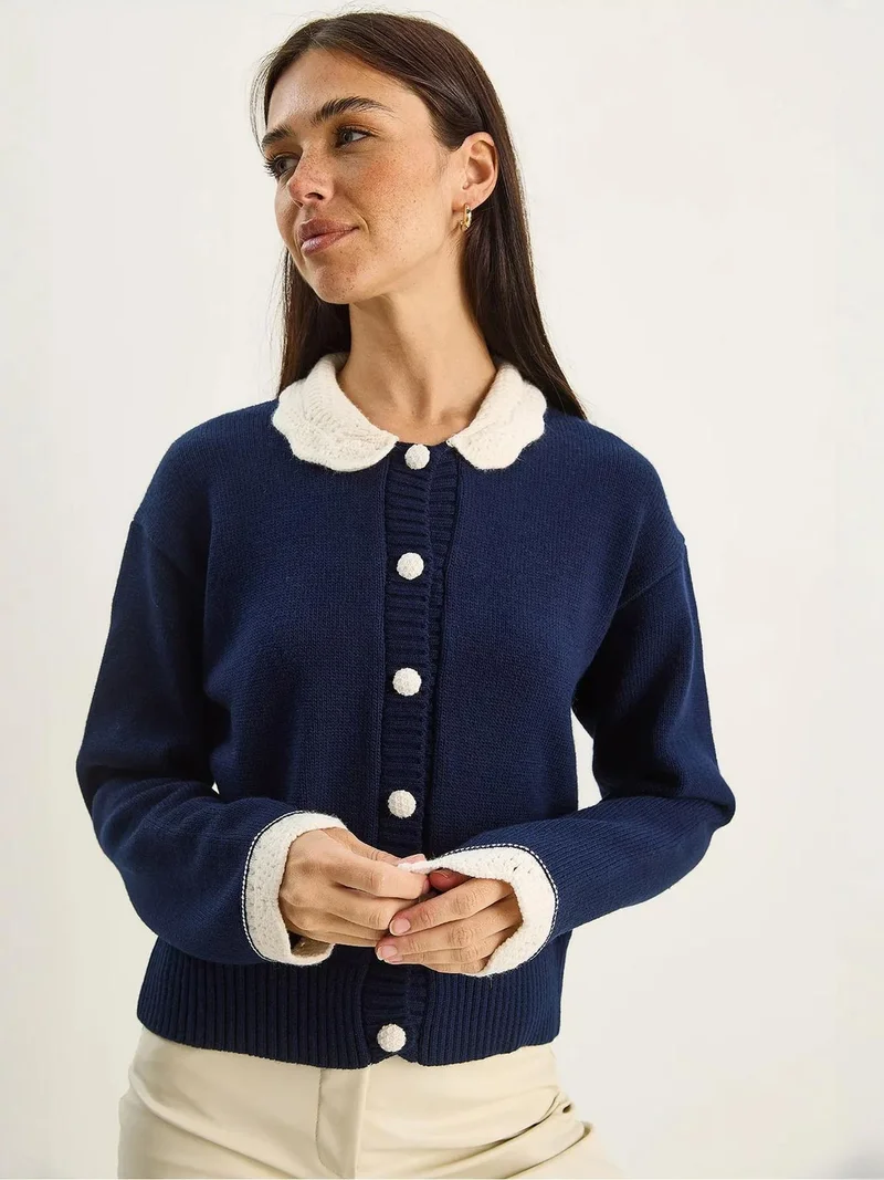 بيانكو لوتشي كارديجان محبوك مضلع سميك بأزرار من لوتشي