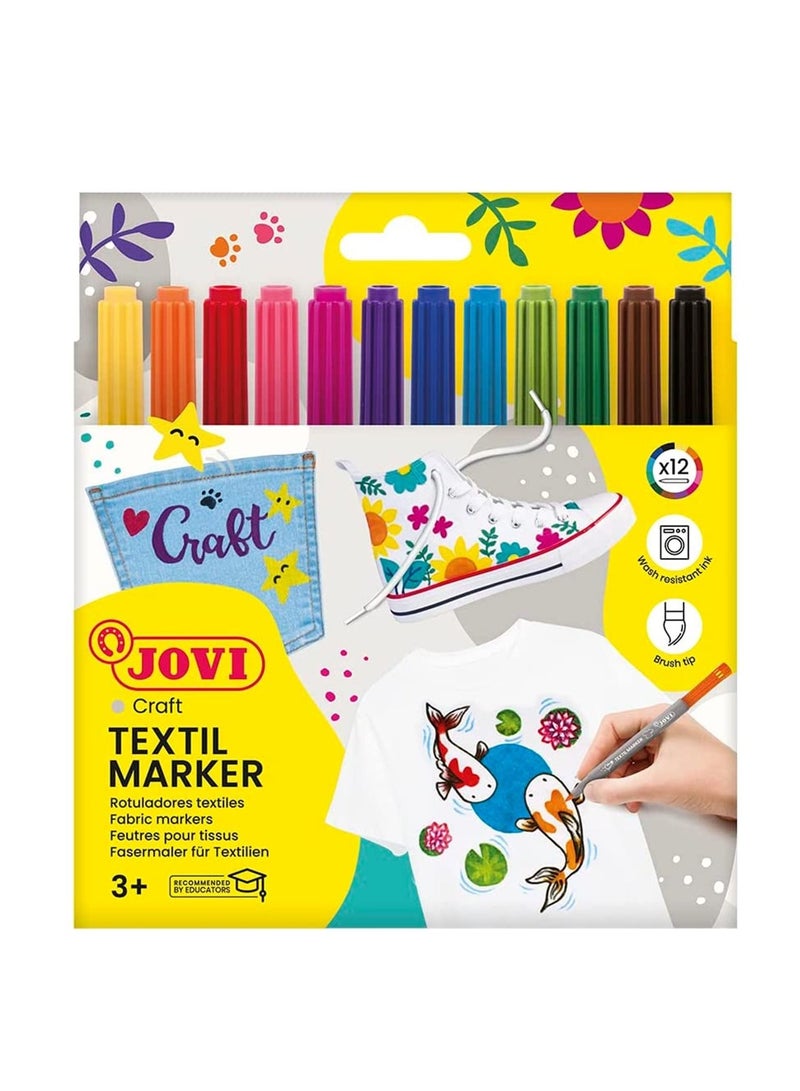 JOVI  markers زخرفة قماشية 12 قطعة متعددة الألوان - Image 1