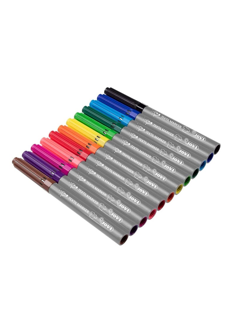 JOVI  markers زخرفة قماشية 12 قطعة متعددة الألوان - Image 2