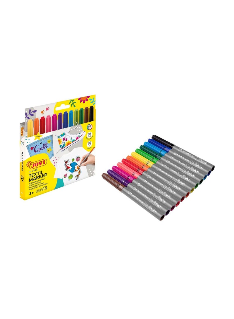 JOVI  markers زخرفة قماشية 12 قطعة متعددة الألوان - Image 4