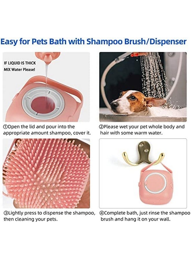 فرشاة استحمام للكلاب، مقشر للجسم، موزع شامبو، مزيل للقراد للاستحمام والتخلص من الشعر المتساقط، شعيرات سيليكون ناعمة، فرشاة للعناية بالحيوانات الأليفة، الجراء والكلاب والقطط والأرانب والخيول (متعدد الألوان، قطعة واحدة) - Image 5