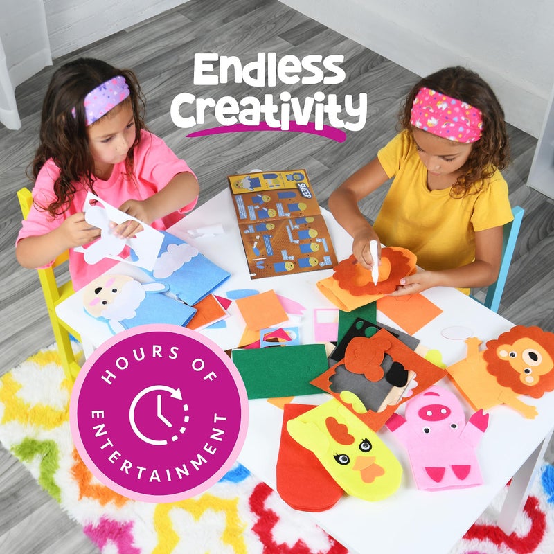 KOOL KRAFTS Hand Puppet Kit - Make Your Own Animal Puppets - 10 Felt Puppets - Simple Step By Step Instructions - Art Craft, Role Play, Storytelling - Puppets for kids, Children's Art & Craft Birthday Gifts Ideas - Image 5