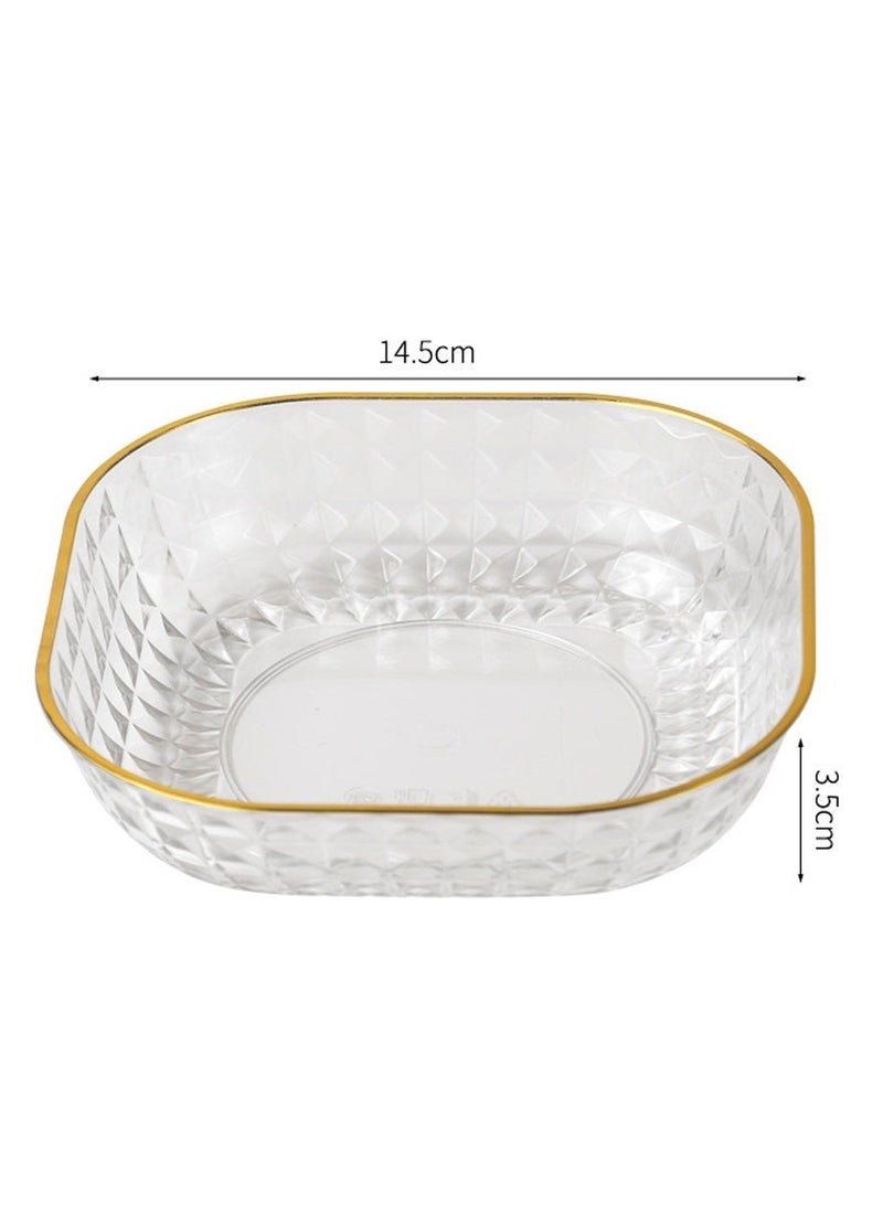 WangPangZi Set of 8 Multipurpose Dishes, Appetizer Plates with Gold Rim, Dinner Plates Set, Clear Plastic Bowls, for Party Pits, Small Dessert, SaladNuts, Fruits, Food and as Bones Dish and Dessert Plates - Image 2