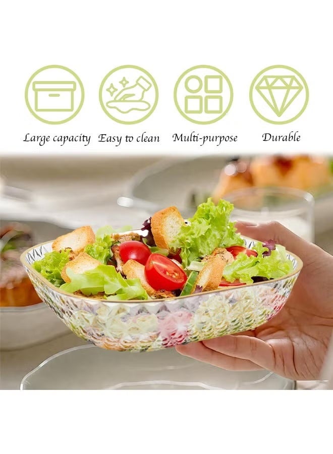 WangPangZi Set of 8 Multipurpose Dishes, Appetizer Plates with Gold Rim, Dinner Plates Set, Clear Plastic Bowls, for Party Pits, Small Dessert, SaladNuts, Fruits, Food and as Bones Dish and Dessert Plates - Image 4