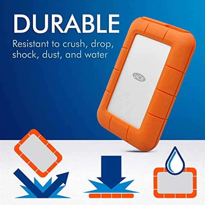 LACIE Rugged Thunderbolt Usb-C 5Tb External Hard Drive Portable Hdd  Usb 3.0 Compatible, Drop Shock Dust Water Resistant, 1 Mo Adobe Cc (Stfs5000800) - Image 3